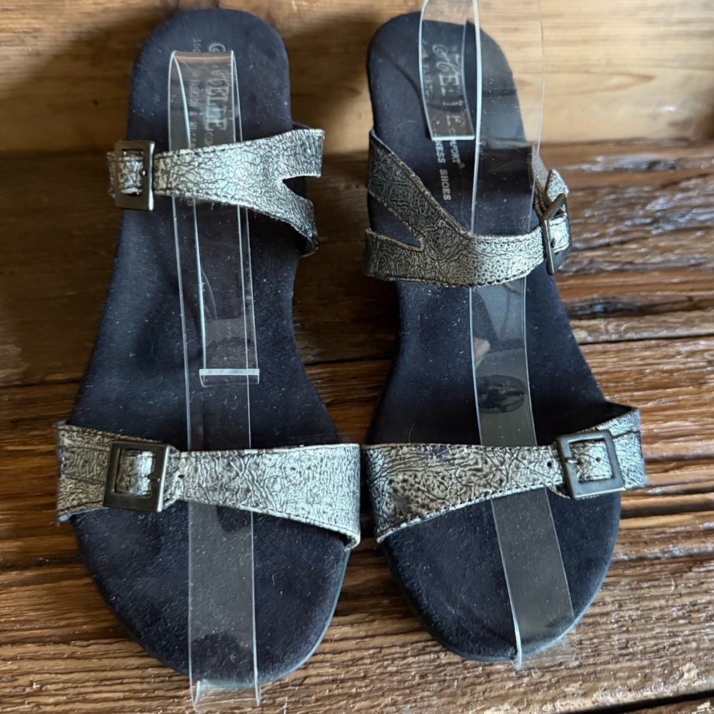 Helle Comfort Metallic Snakeskin Leather Wellness Sandals
